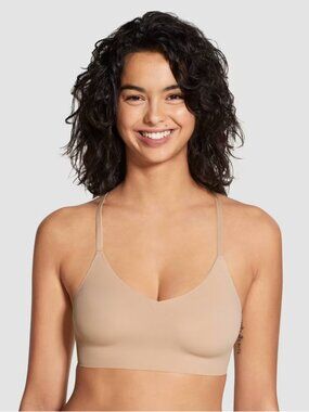 True & Co Women Everybody Lace Racerback Bralette Bare XL Tan Wireless 17287